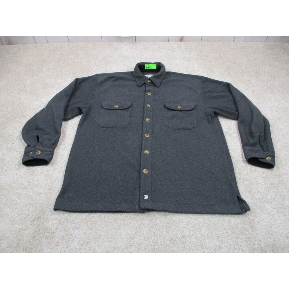 Juneau Shirt Mens Large L Gray Fleece Shacket Long Sleeve Casual Button Up